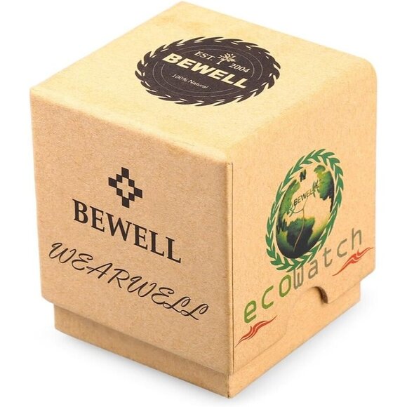 ✨ Bewell Analog Quartz Men Brown Wooden Handmade Movement Lightweight Watches - Picture 7 of 7